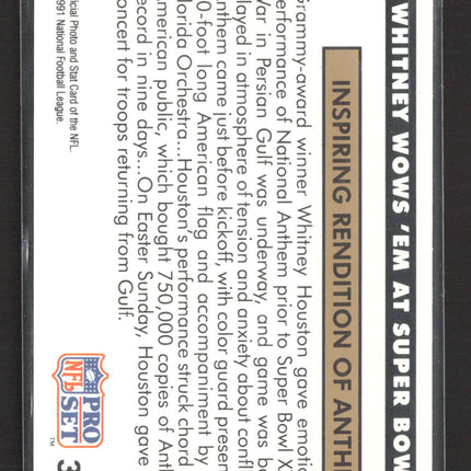 1991 Pro Set Whitney Houston Super Bowl XXV National Anthem Performance #350
