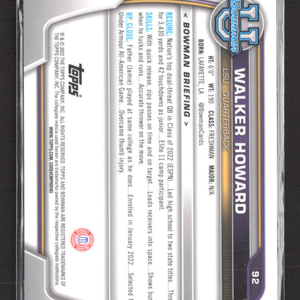 2022 Topps Bowman University Walker Howard #92