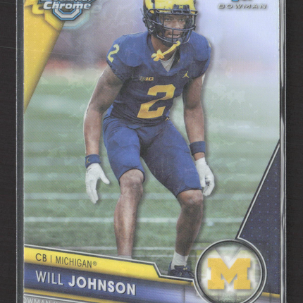 2023 Bowman Chrome University Will Johnson #157 Refractor 1st Bowman
