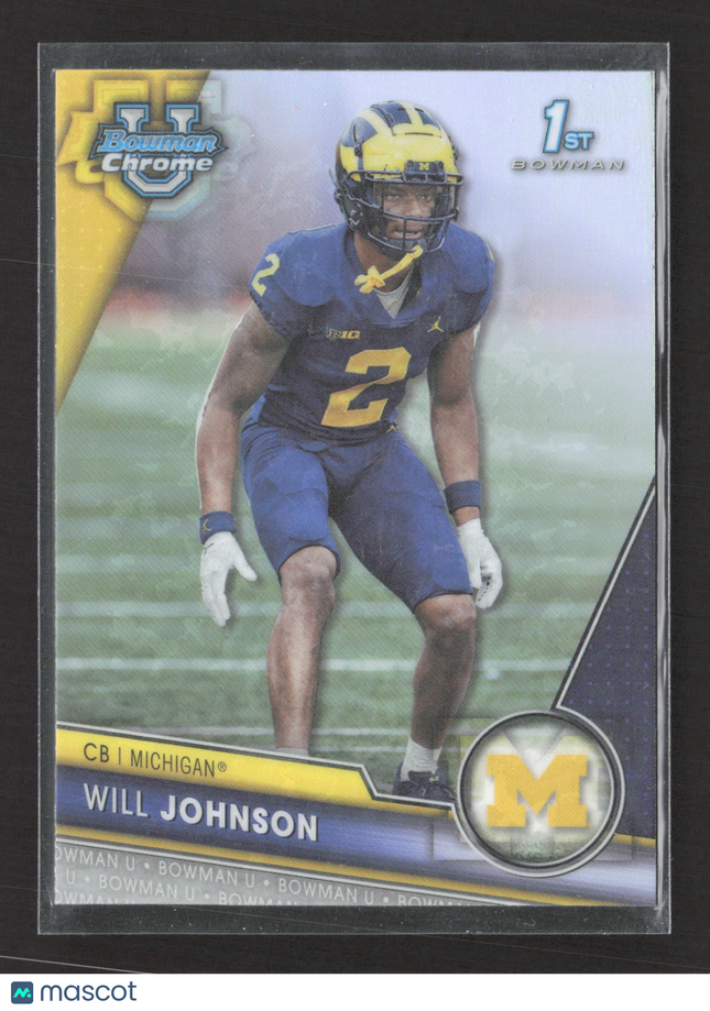 2023 Bowman Chrome University Will Johnson #157 Refractor 1st Bowman