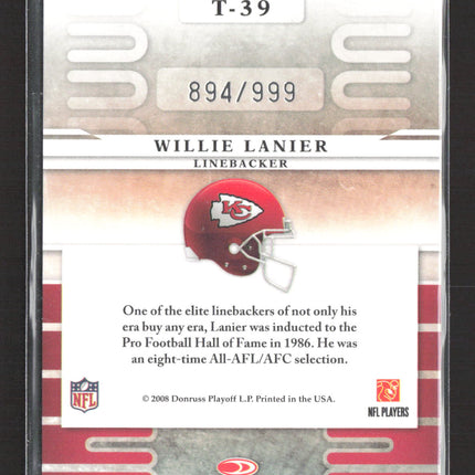 2008 Leaf Limited Team Trademarks Willie Lanier #T-39 894/999