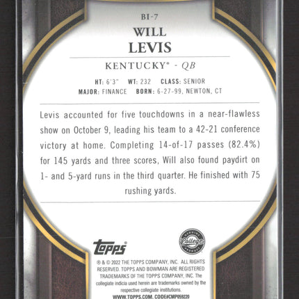 2022 Bowman University Invicta Will Levis #BI-7