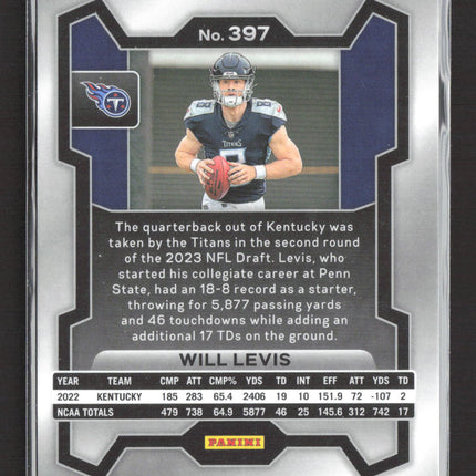 2023 Panini Prizm Will Levis #397 RC