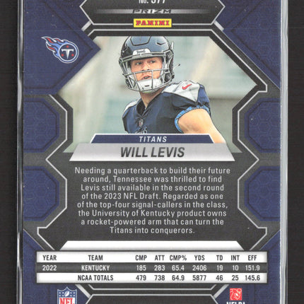 2023 Panini Mosaic Prizm Will Levis #377 RC