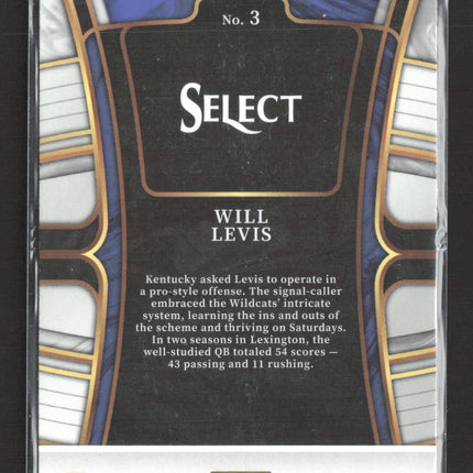 2023 Panini Select Draft Picks Will Levis #3 Blue RC