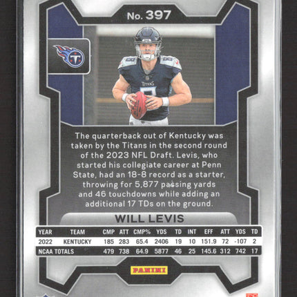 2023 Panini Prizm Will Levis #397 Orange Lazer RC