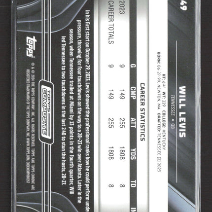2024 Topps Composite Topps Chrome Black Will Levis #149 RC