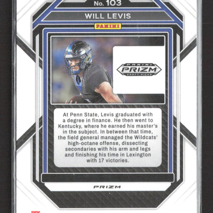 2023 Panini Prizm Draft Picks Will Levis #103 Yellow ice RC
