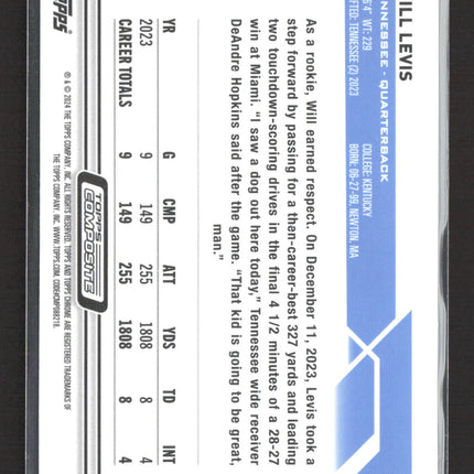 2024 Topps Composite Topps Chrome Will Levis #4 1/2 RC