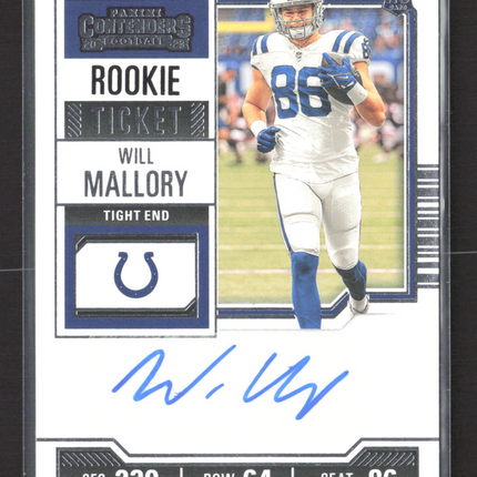 2023 Panini Contenders Football Will Mallory #267 RC auto