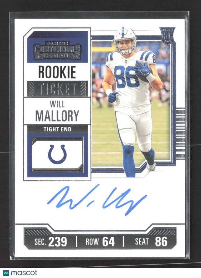2023 Panini Contenders Football Will Mallory #267 RC auto