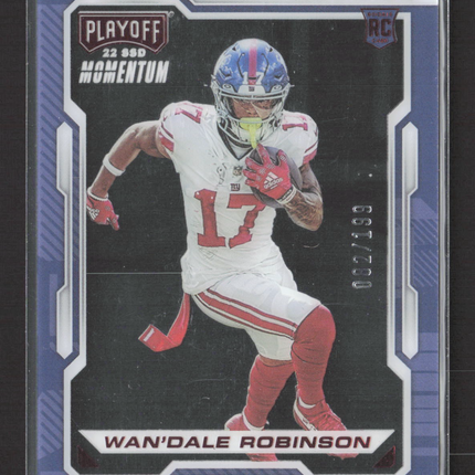 2023 Panini Chronicles Playoff Momentum Wan'Dale Robinson #PMR-36 Blue RC /199