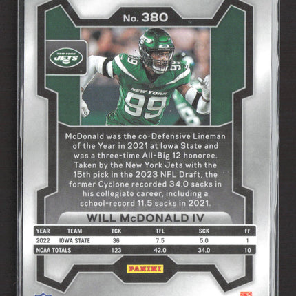 2023 Panini Prizm Will McDonald IV #380 Orange Lazer RC