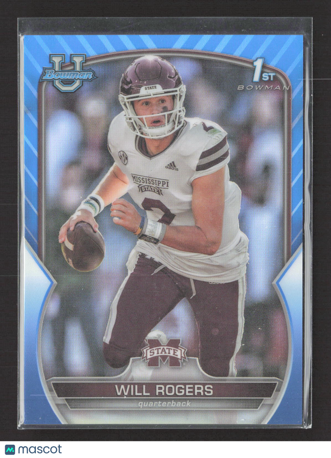 2022 Topps Bowman University Will Rogers #46 Blue