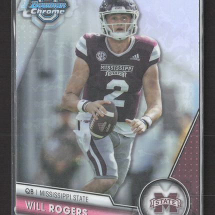 2023 Topps Bowman Chrome University Will Rogers #179 Refractor