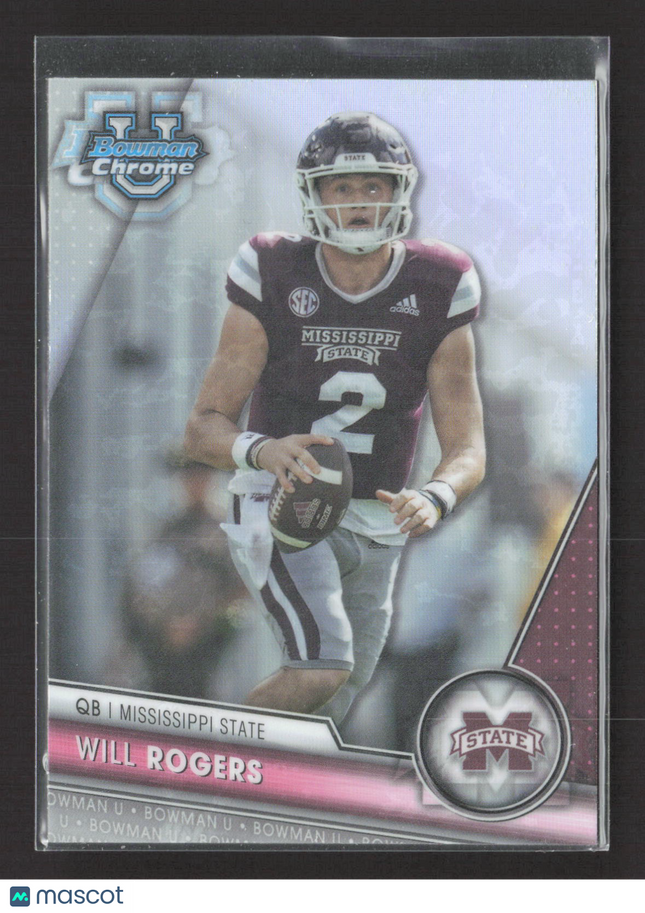 2023 Topps Bowman Chrome University Will Rogers #179 Refractor