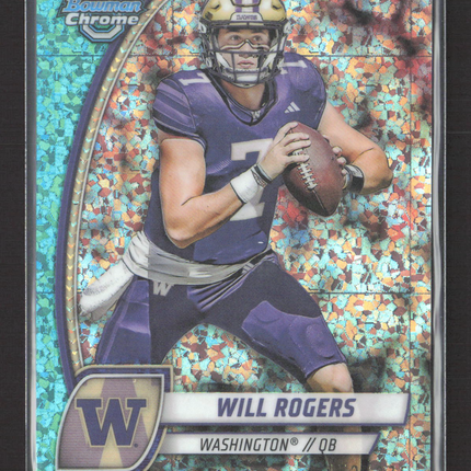 2024 Bowman Chrome University Will Rogers #185 Aqua Speckle /275