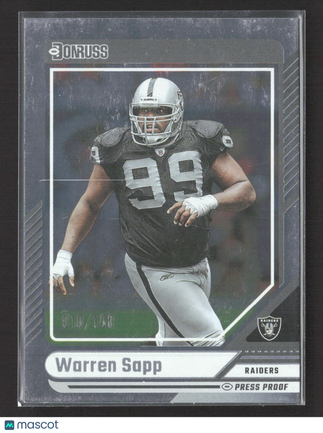 2024 Donruss Football Warren Sapp #299 Press Proof 010/100