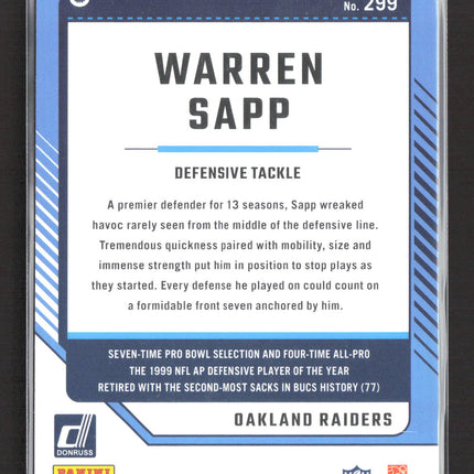 2024 Donruss Football Warren Sapp #299 Press Proof 010/100