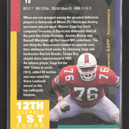 1995 Upper Deck Collector's Choice Warren Sapp #12
