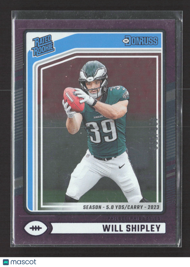 2024 Panini Donruss Will Shipley #312 Purple /500
