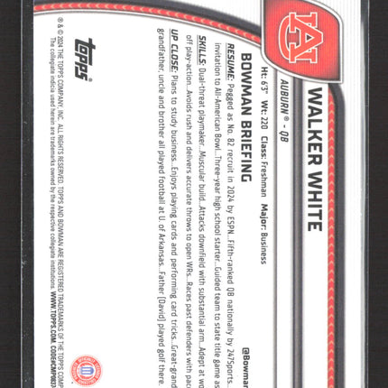 2024 Bowman Chrome University Walker White #85 Purple shimmer
