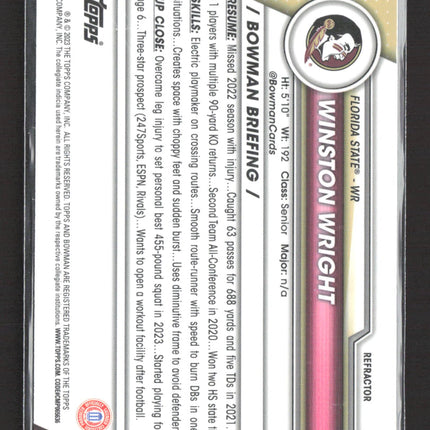 2023 Bowman University Chrome Winston Wright #82 Refractor