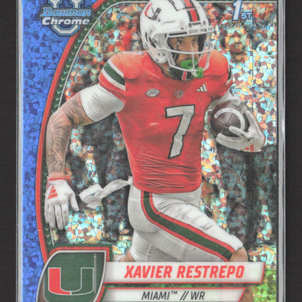 2024 Bowman Chrome University Xavier Restrepo #187 Blue Speckle /175