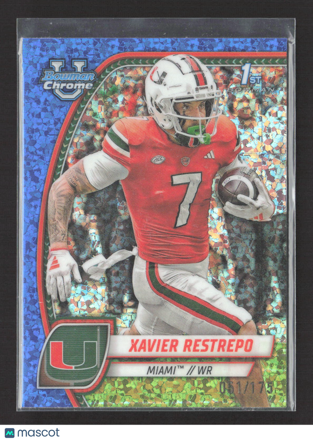 2024 Bowman Chrome University Xavier Restrepo #187 Blue Speckle /175