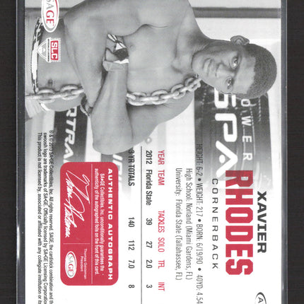 2013 SAGE Hit Xavier Rhodes #A127 Authentic Autograph