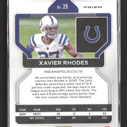 2021 Panini Prizm Xavier Rhodes #29 Pink