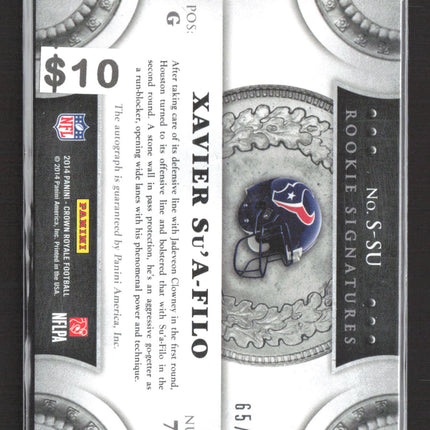 2014 Panini Crown Royale Xavier Su'a-Filo #S-SU RC auto