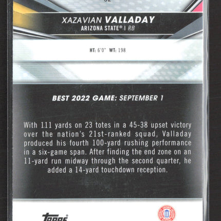 2022 Bowman University Xazavian Valladay #32