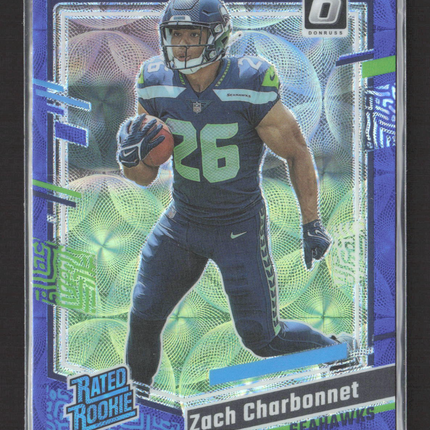 2023 Panini Donruss Optic Prizm Zach Charbonnet #294 Blue