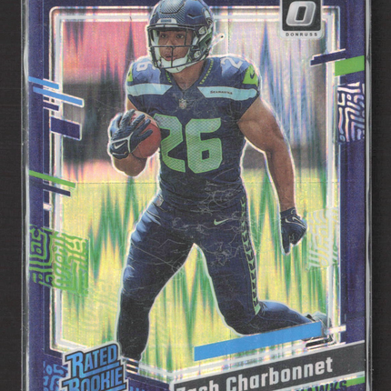 2023 Panini Donruss Optic Zach Charbonnet #294 Purple Shock