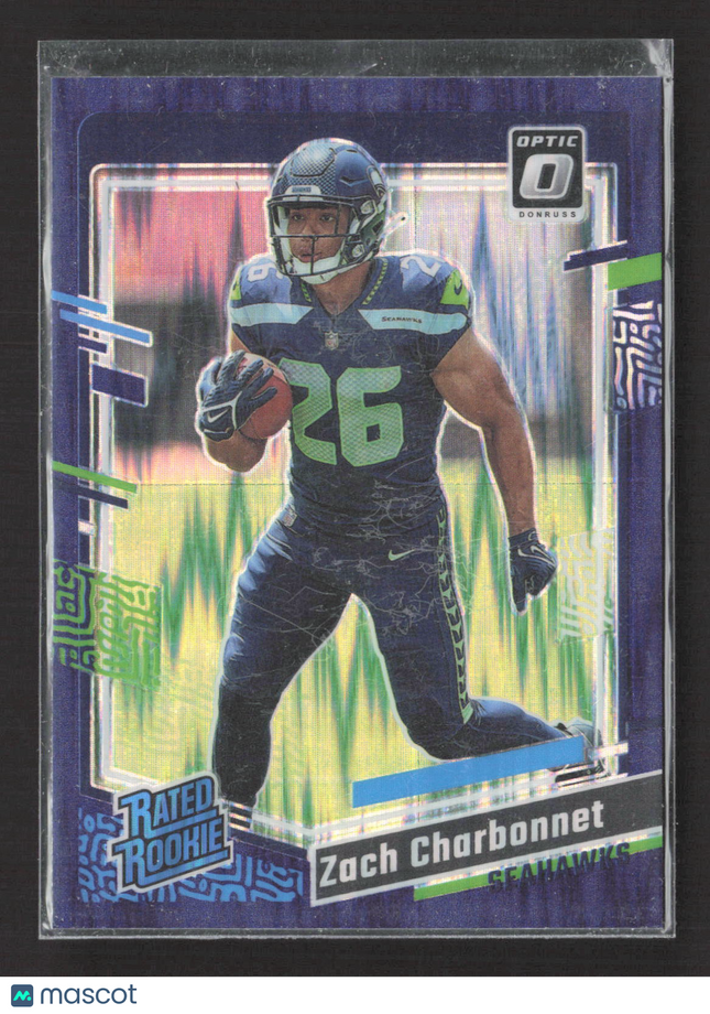 2023 Panini Donruss Optic Zach Charbonnet #294 Purple Shock