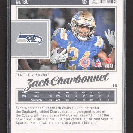 2023 Panini Luminance Zach Charbonnet #130 RC 096/150