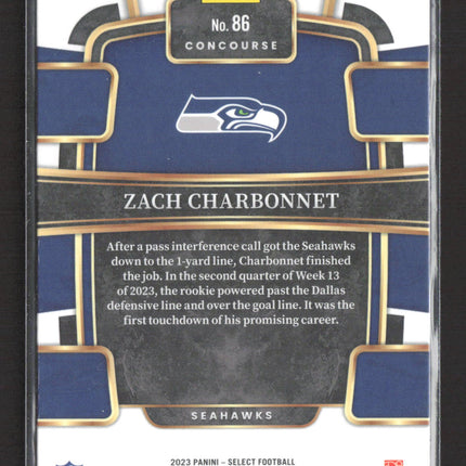 2024 Panini Select Concourse Zach Charbonnet #86 Prizm RC