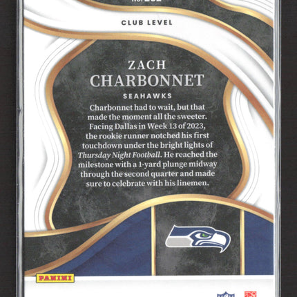 2024 Panini Select Club Level Zach Charbonnet #202 RC