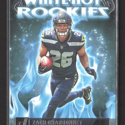 2023 Panini Donruss White Hot Rookies Zach Charbonnet #WHR-8