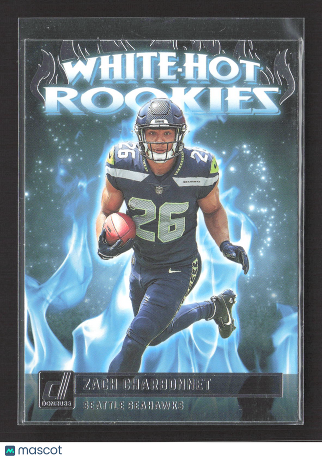 2023 Panini Donruss White Hot Rookies Zach Charbonnet #WHR-8
