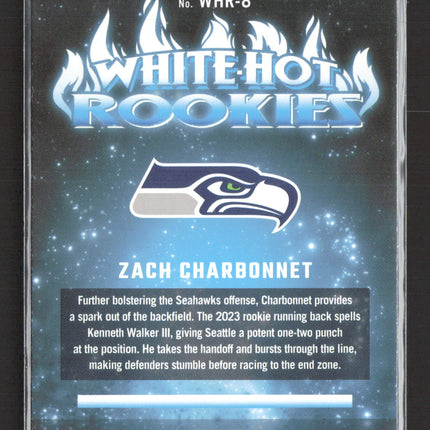 2023 Panini Donruss White Hot Rookies Zach Charbonnet #WHR-8