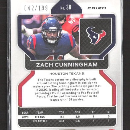 2021 Panini Prizm Zach Cunningham #38 Blue Wave 042/199