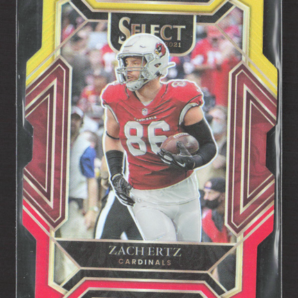 2022 Panini Select Prizm Club Level Zach Ertz #228 Red Yellow Die-Cut
