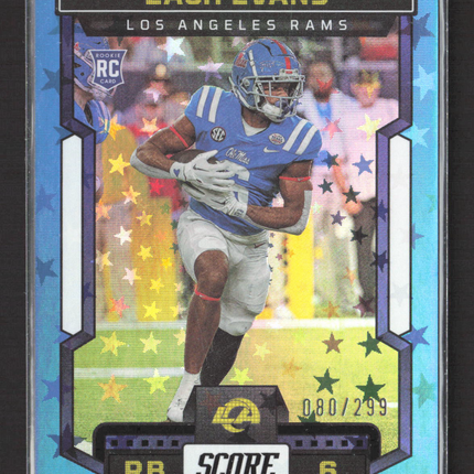 2023 Panini Score Football Zach Evans #319 Star Parallel RC 080/299