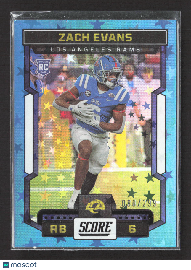 2023 Panini Score Football Zach Evans #319 Star Parallel RC 080/299