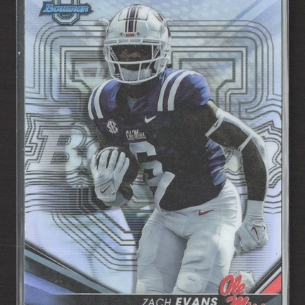 2022 Topps Bowman University Zach Evans #98 Refractor
