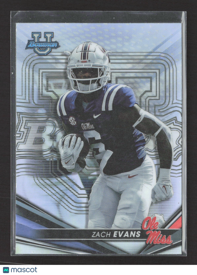 2022 Topps Bowman University Zach Evans #98 Refractor