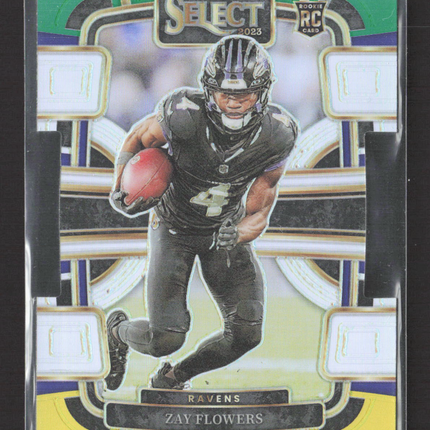 2024 Panini Select Concourse Zay Flowers #8 Green & Yellow Prizm RC