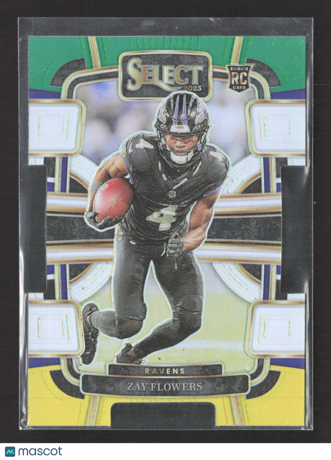 2024 Panini Select Concourse Zay Flowers #8 Green & Yellow Prizm RC